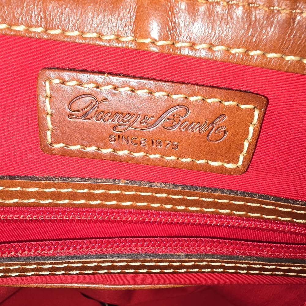 DOONEY & BOURKE Taupe Zip Zip Domed Pebbled Leather Satchel w Strap - Picture 12 of 16
